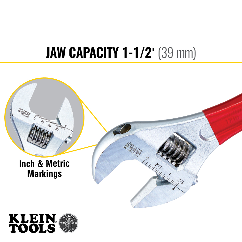 Adjustable Spanner - Extra Capacity, 314 mm - D507-12 | Klein Tools New  Zealand