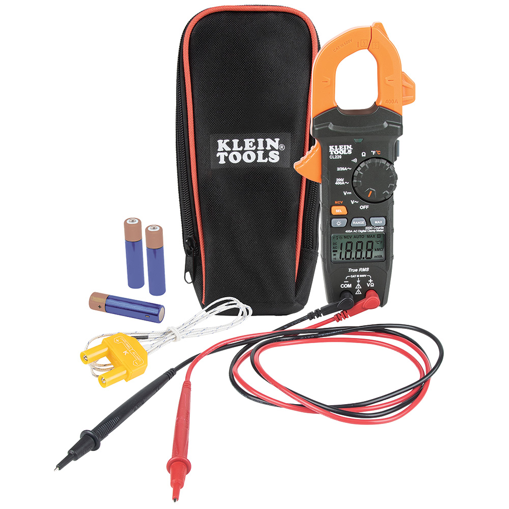 CL220 Digital Clamp Meter, AC Auto-Ranging 400 Amp with Temp - Image